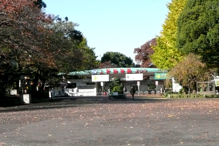 上野動物園前で